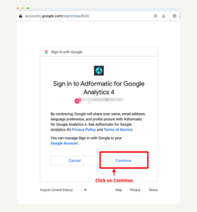 Click continue